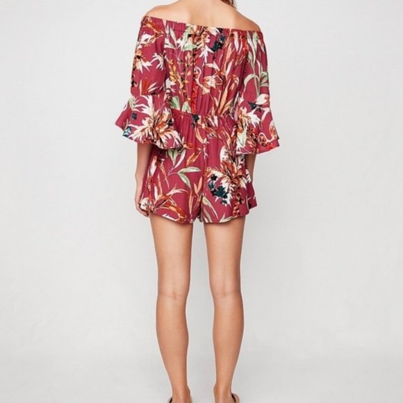 Express Tropical Off Shoulder Ruffle Rompe… - Picture 5 of 11